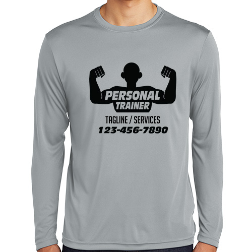 Long sleeve Polyester Personal Trainer Uniform T-Shirt with male trainer