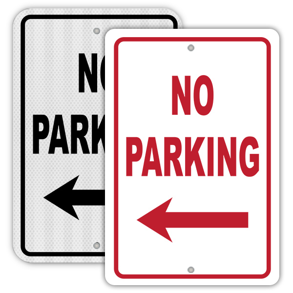 No Parking Sign with left arrow