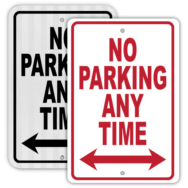 Buy No Parking Any Time Sign with Arrows