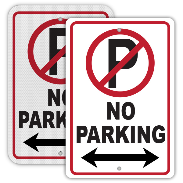 No Parking Sign with arrows