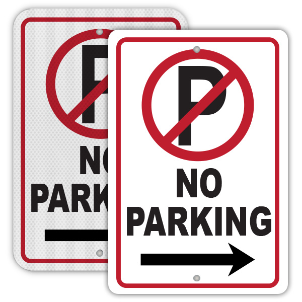 No Parking Signs with right arrow