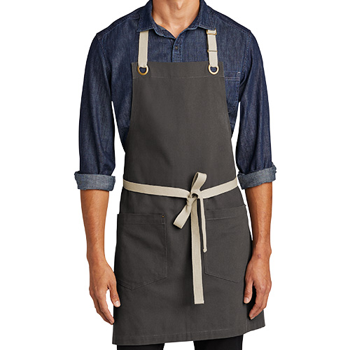 Grey Port Authority Canvas Full-Length Two-Pocket Apron
