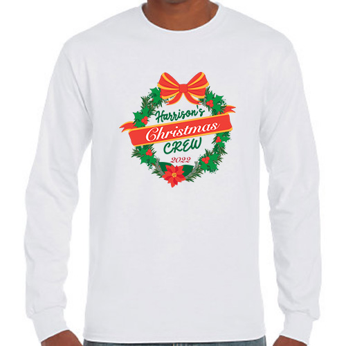 Long Sleeve Holiday Shirts with Christmas Wreath