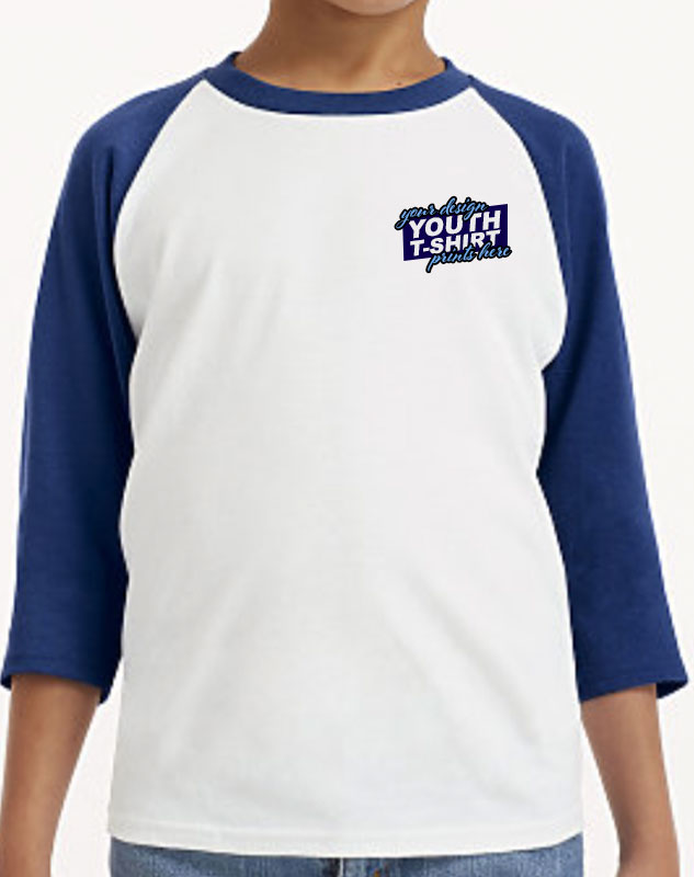 Personalized Raglan Youth Shirts with front left imprint