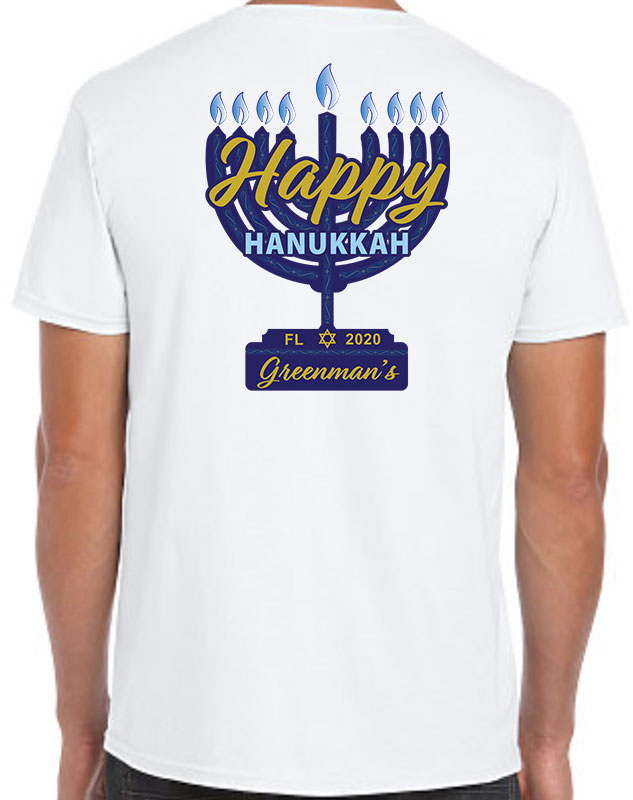 Happy Hanukkah Shirt with back imprint