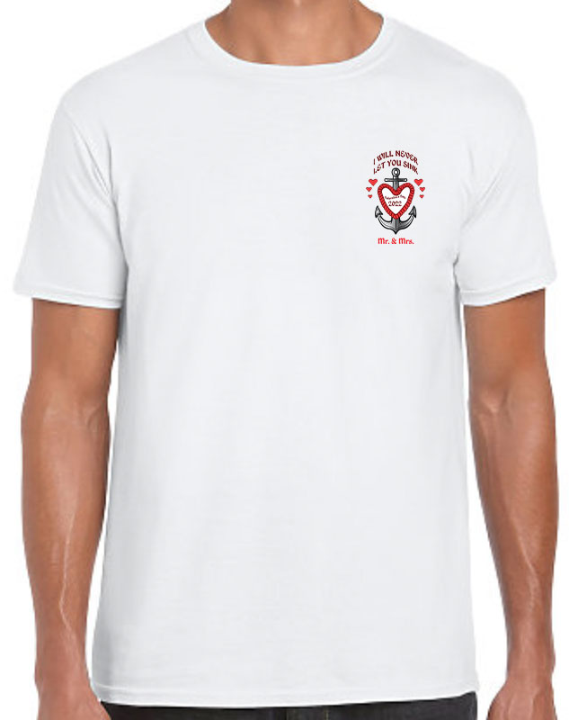 Mr & Mrs Valentines T-Shirt with front left imprint