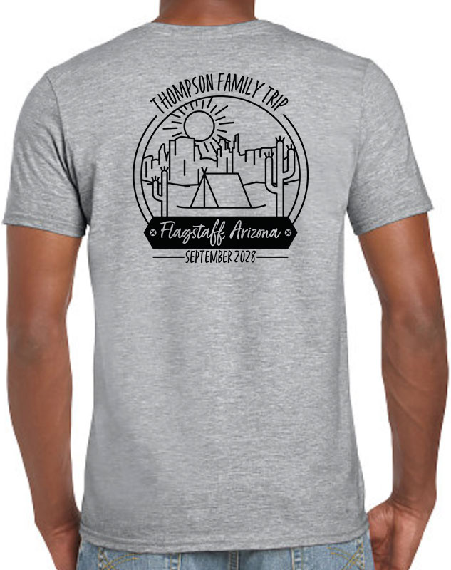 Personalized Desert Vacation Family Shirts with back imprint