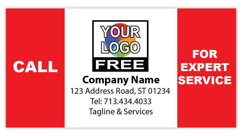 Call for Expert Service Label featuring red and blue text