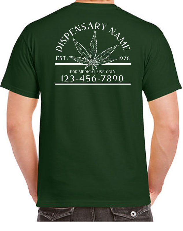 Personalized Dispensary Shop Shirts with back imprint