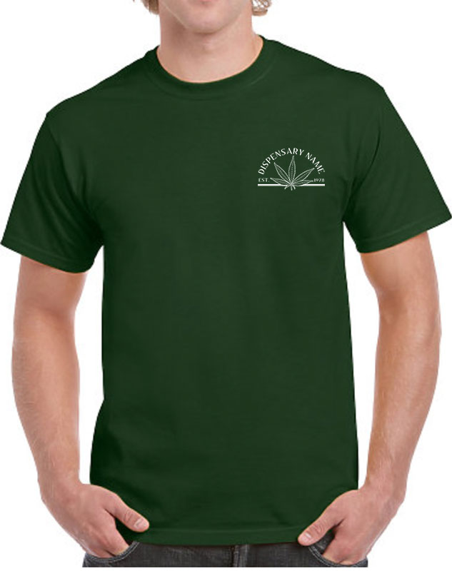 Personalized Dispensary Shop Shirts with front imprint