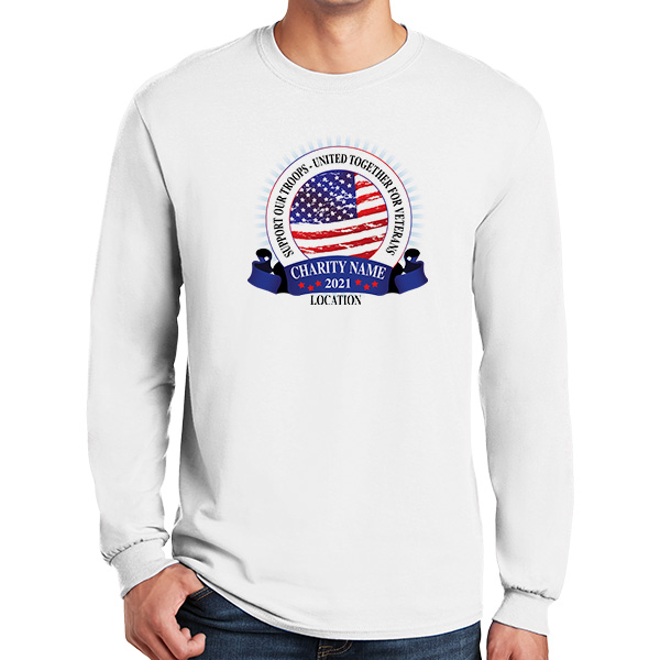 Long Sleeve Personalized American Veterans Badge Volunteer Shirts