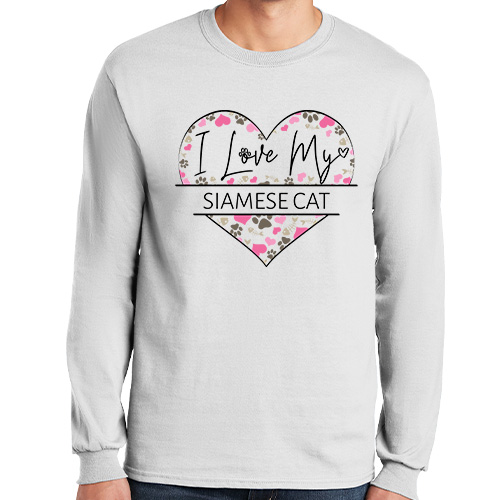Long Sleeve I Love My Cat Personalized Tees