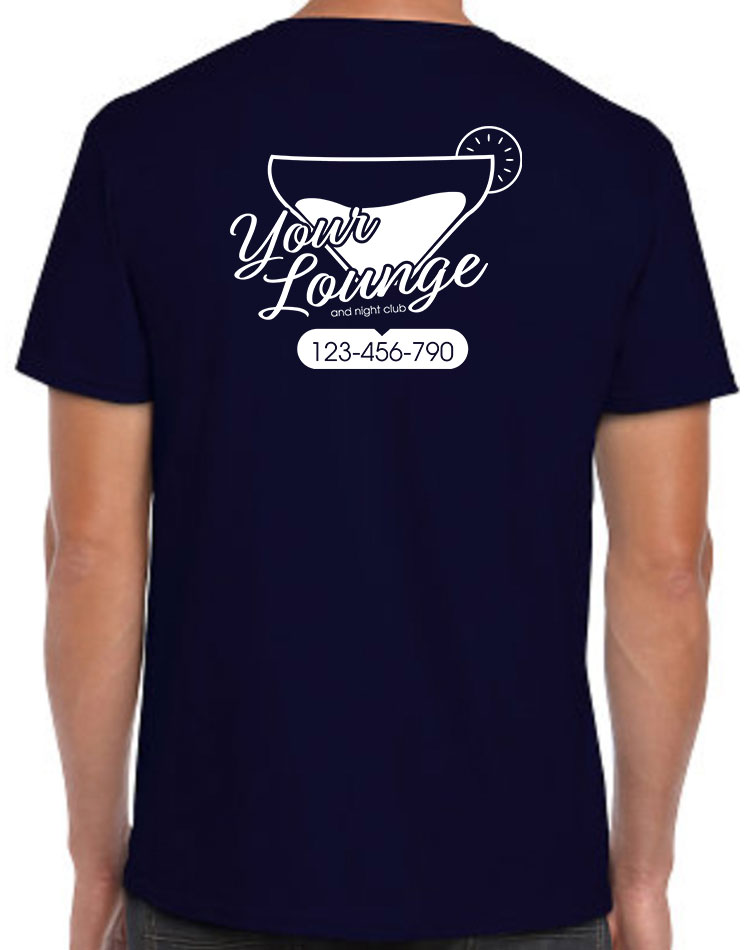 Lounge Staff T-Shirt with Cocktail Logo with back imprint
