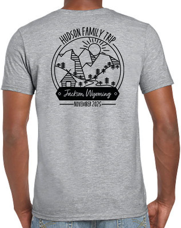 Personalized Mountain Vacation Family Shirts with back imprint