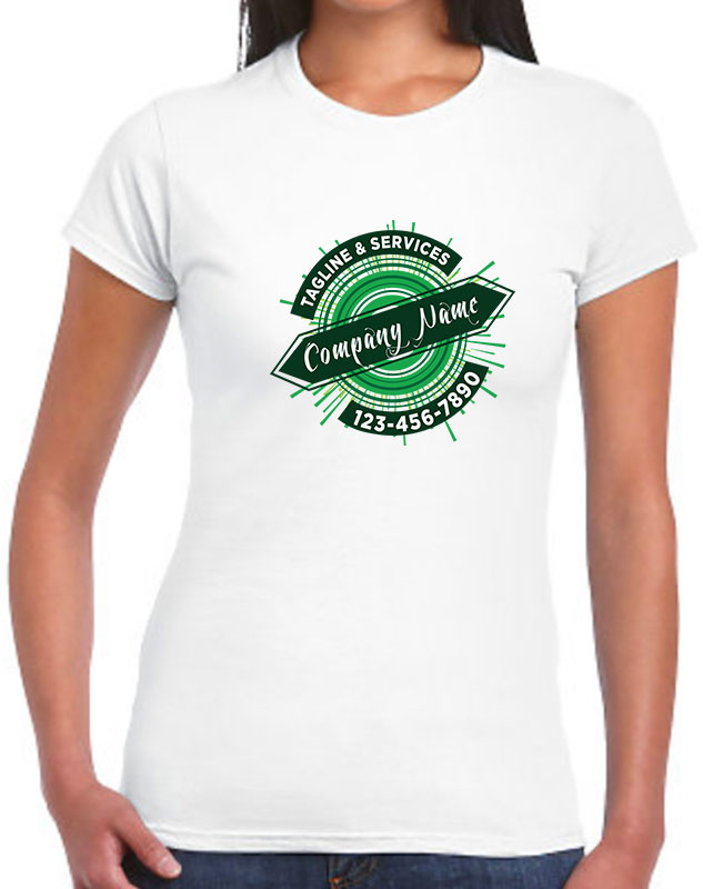 Ladies Personalized Company Work Shirts with green logo