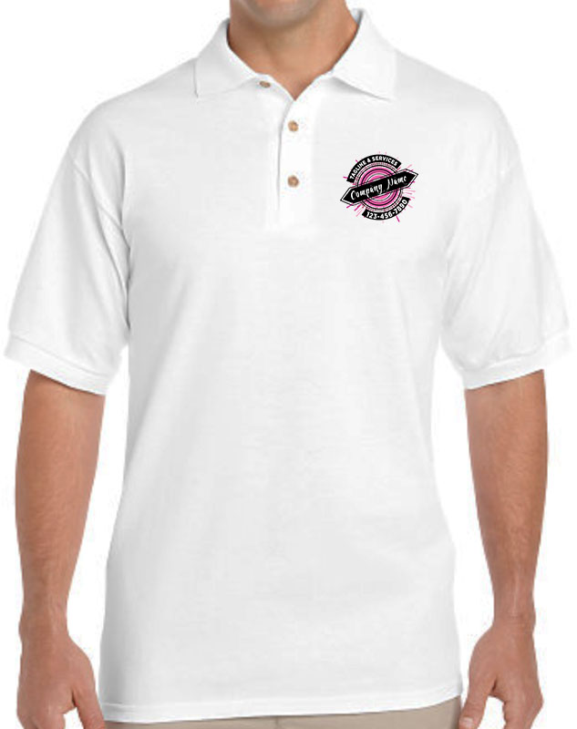 Personalized Company Work Polos with pink logo