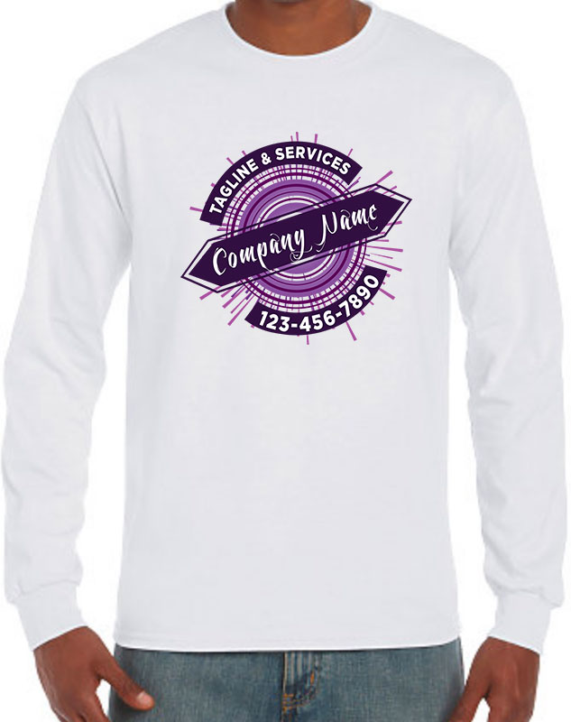 Long Sleeve Personalized Company Work Shirts with purple logo