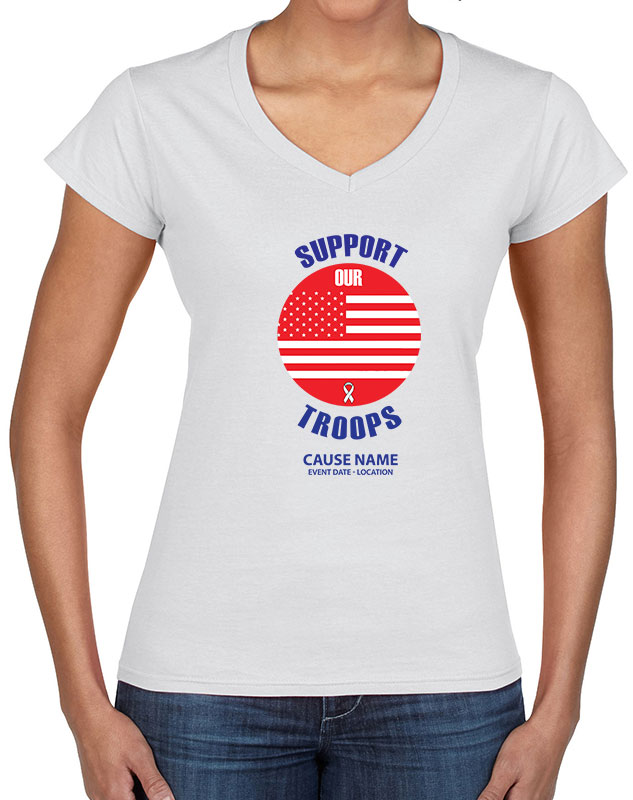 Ladies Support Our Troops Causes Volunteer V-Neck Shirts