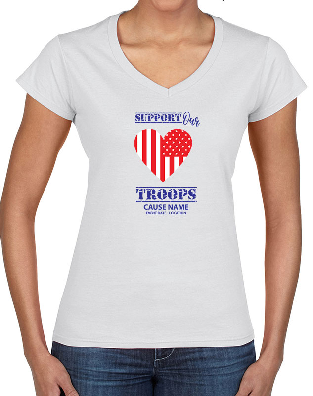 Support Our Troops Volunteer Ladies V-Neck Shirts