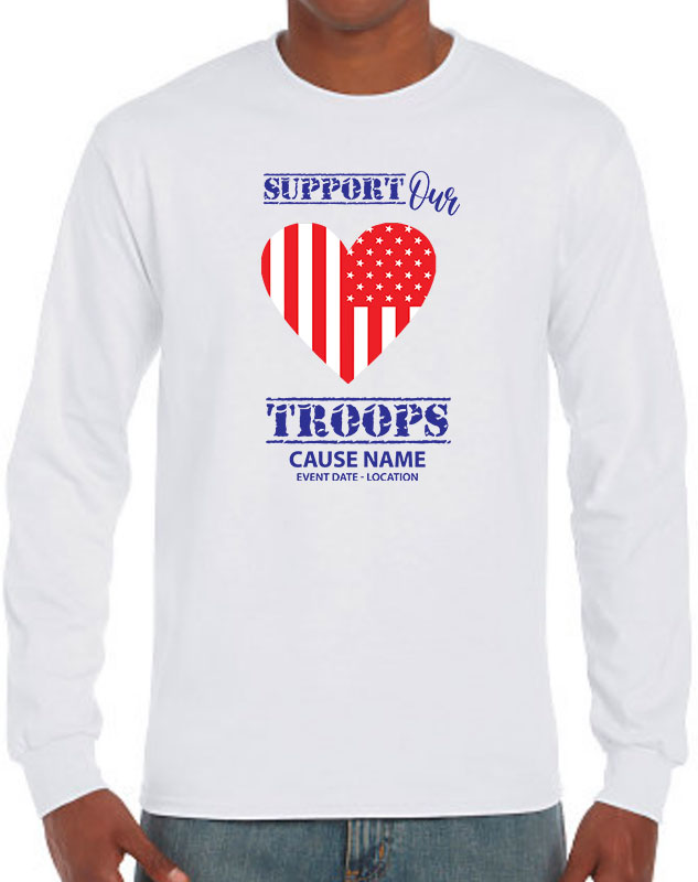 Long Sleeve Support Our Troops Volunteer Shirts
