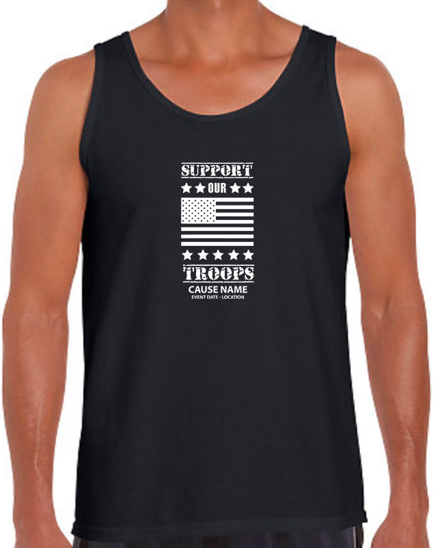 Personalized Support Our Troops American Flag Volunteer Tank Tops