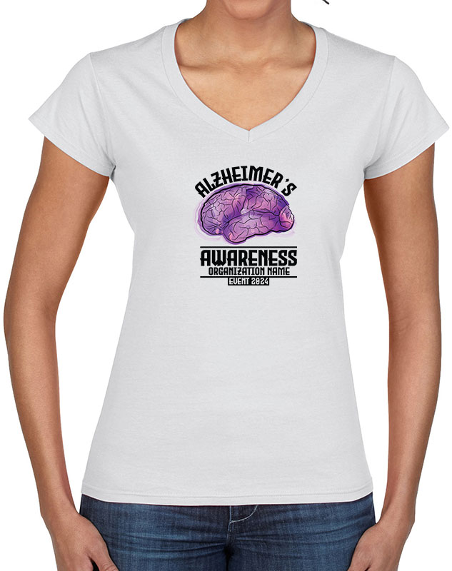 Ladies Alzheimer Awareness Causes Volunteer V-Neck Shirts