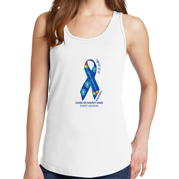 Ladies Tank Tops Autism Awareness Ribbon Charity Shirts