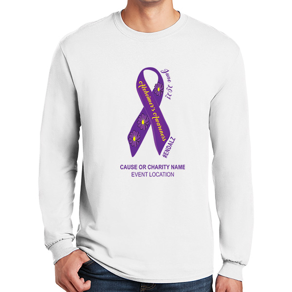 Long Sleeve Alzheimer Awareness Ribbons Charity Shirts