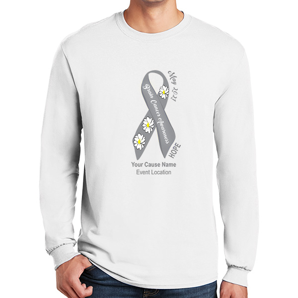 Long Sleeve Brain Cancer Awareness Ribbon Charity Shirts