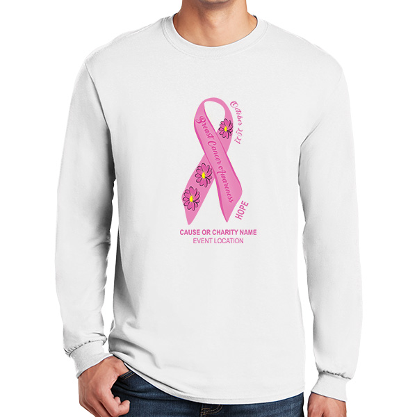Long Sleeve Breast Cancer Awareness Ribbon Charity Shirts