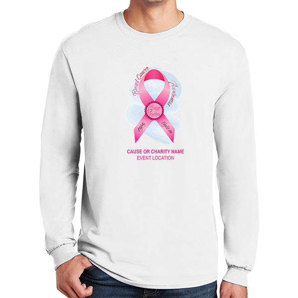 Long Sleeve Pink Ribbon Cancer Awareness Charity Shirts