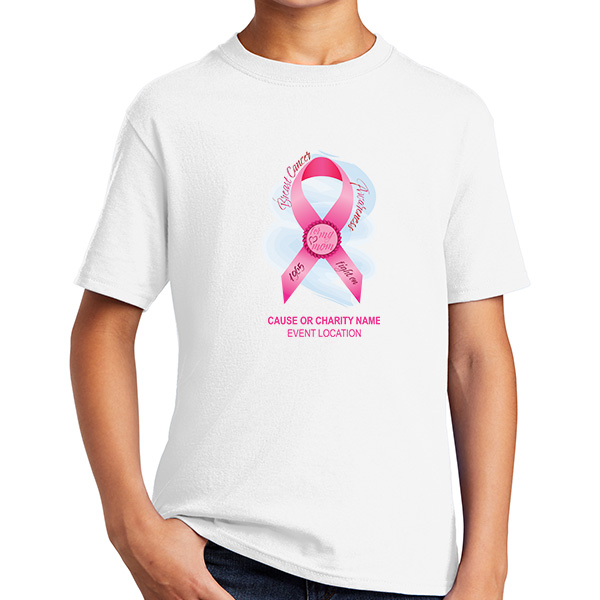 Pink Ribbon Cancer Awareness Charity Youth Shirts