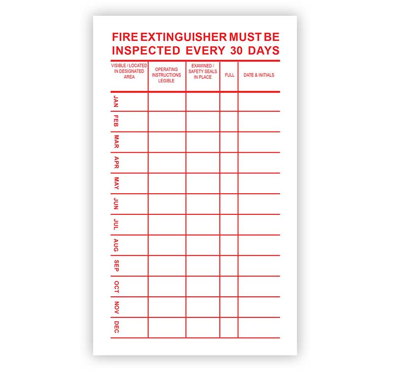 Fire Extinguisher 30 Day Label | Printit4less.com